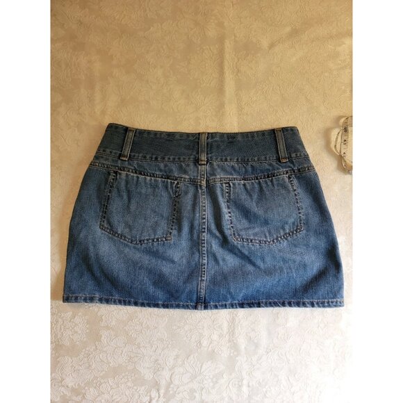 American Eagle Blue Denim Mini Skirt Size 4 AE Jeans Y2K High Waist - Picture 3 of 8
